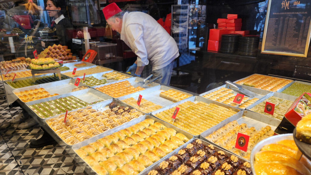 Delectable baklava at the famed Hafiz Mustafa shop (c. 1864)