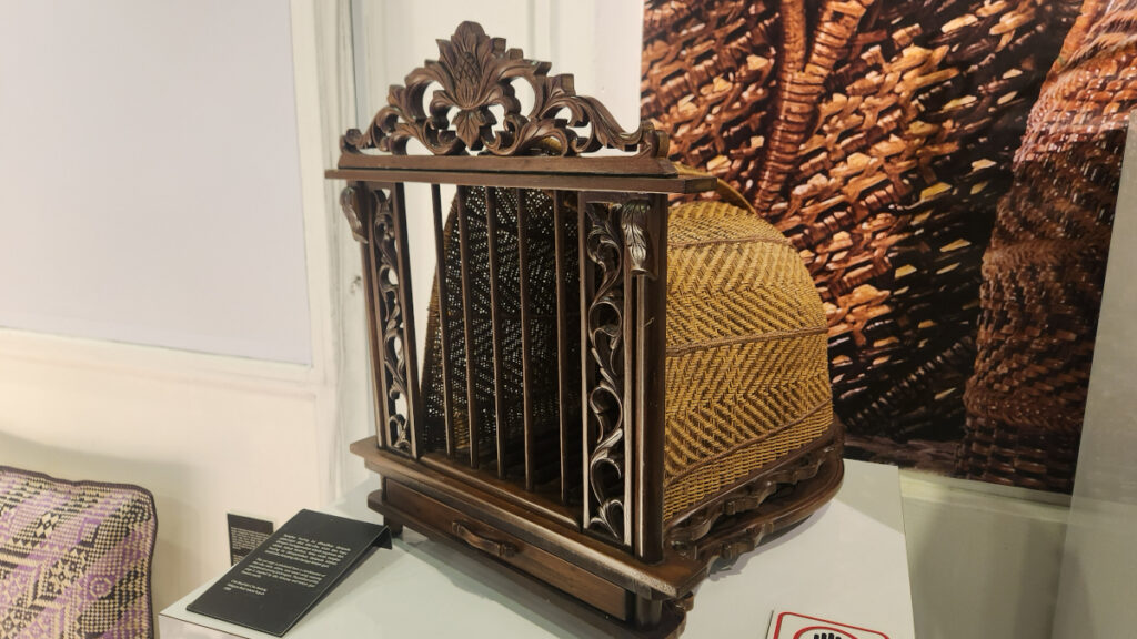Intricately-woven quail cage at handicrafts museum