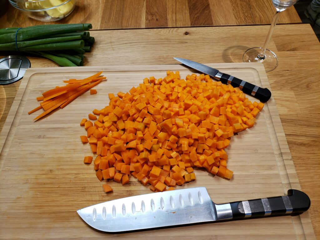 I hope I can replicate these perfectly cubed carrots at home.