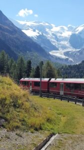 My favorite Swiss train going through the Alps in Graubunden