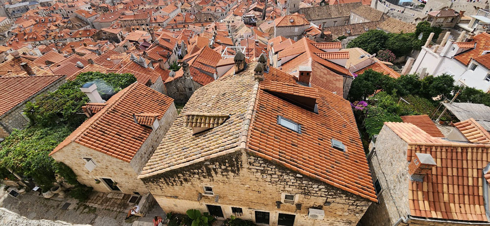 The two tones of Dubrovnik roof tile - ancient and new.