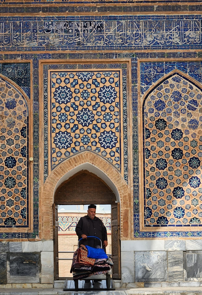 Stunning blue mosaic and majolica tile.