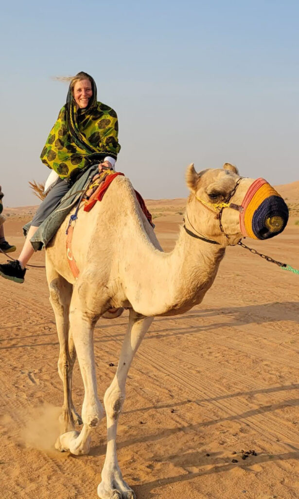 Unforgettable camel ride in Wahiba Sands desert.